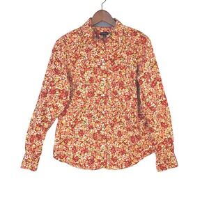 Talbots Womens Floral Button Down Shirt Size 8